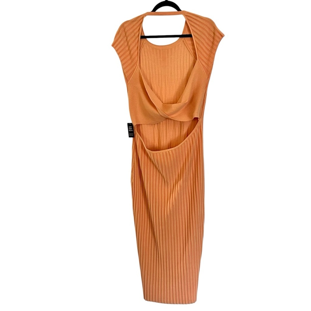 EXPRESS rib-knit twist back midi orange sweater dress size X Large - Picture 6 of 13